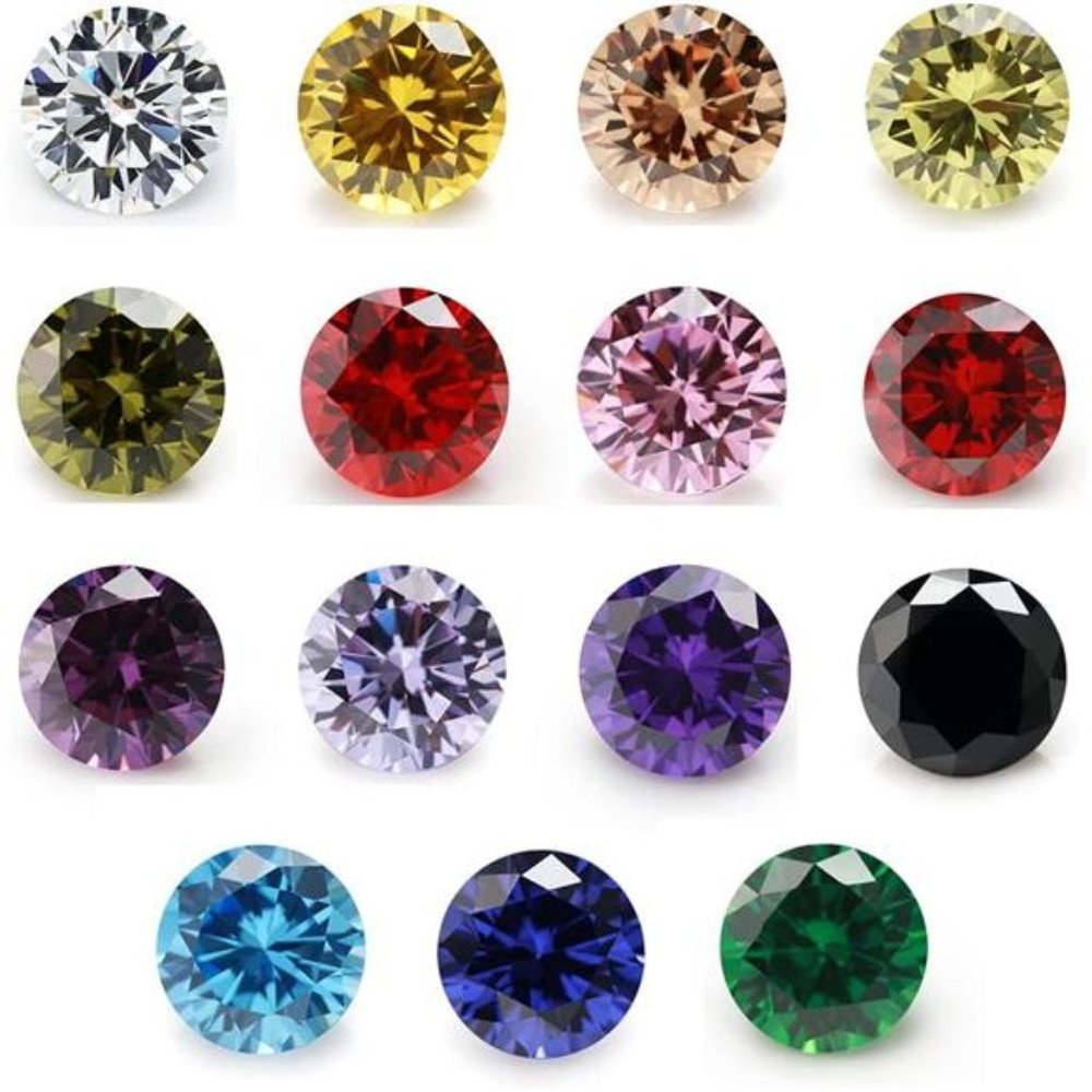 1PCS Per Colors Total 15pcs 6mm Round Mixed Colors Cubic Zirconia Stone Loose